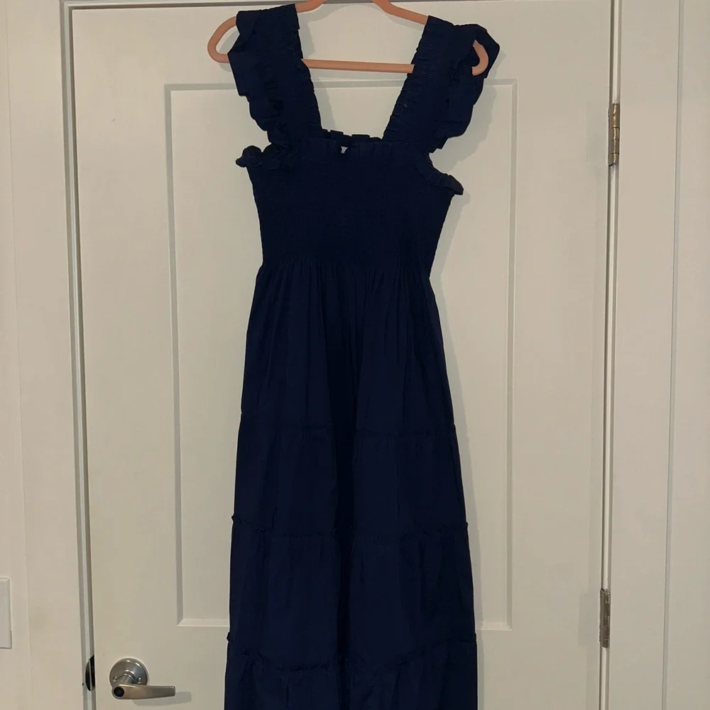 HILLHOUSE Navy Cotton ELLIE Nap Dress SMALL - Picture 3 of 6